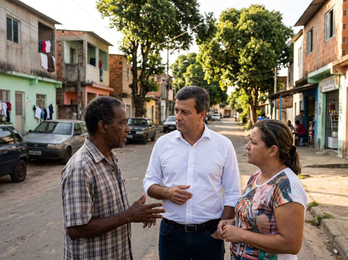 Vagner Donadel conversando com moradores